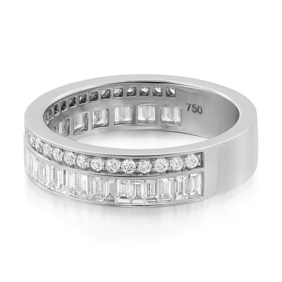 Messika 1.15Cttw Liz Baguette And Round Cut Diamond Ring 18K White Gold Size 6.5 - Picture 5 of 5